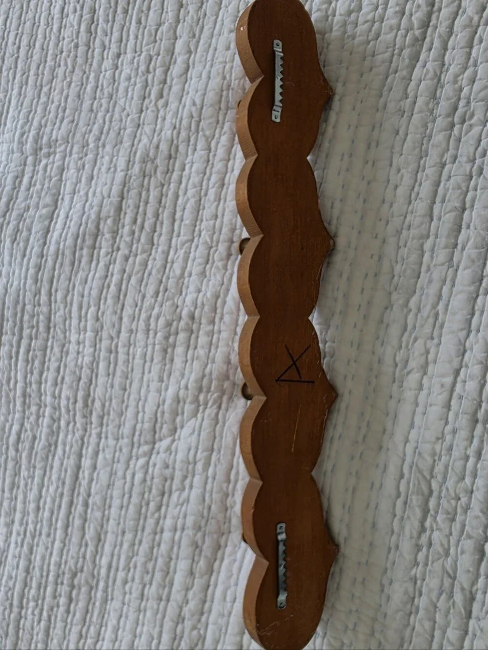Vintage Cottagecore Scalloped Wooden Wall Coat Rack | Hand Painted Pink Peg Rack